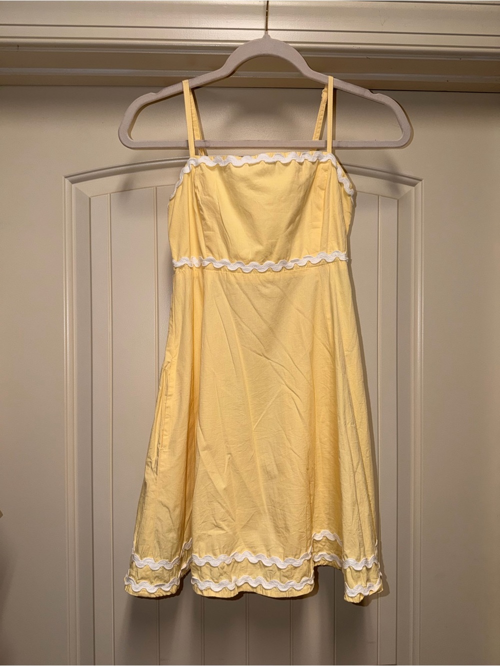 Sunny Yellow Mini Dress with White Trim